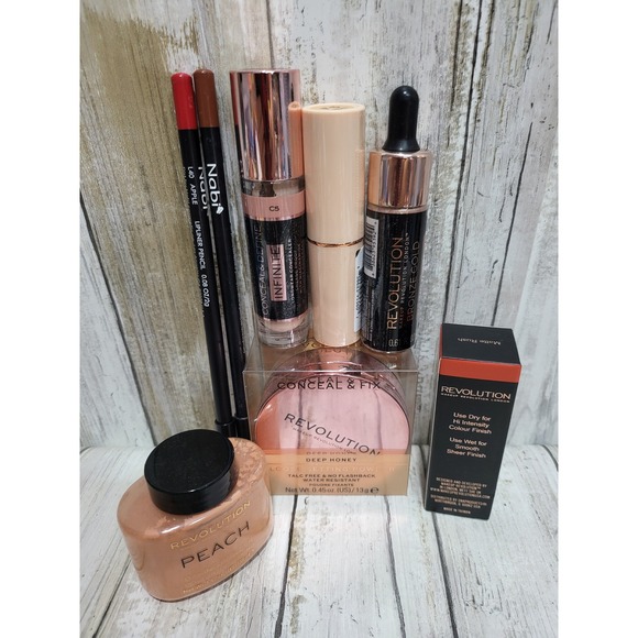 Revolution Makeup Lot 8 Items Concealer Powder Foundation Lip Liner Blush Stick - Picture 6 of 7